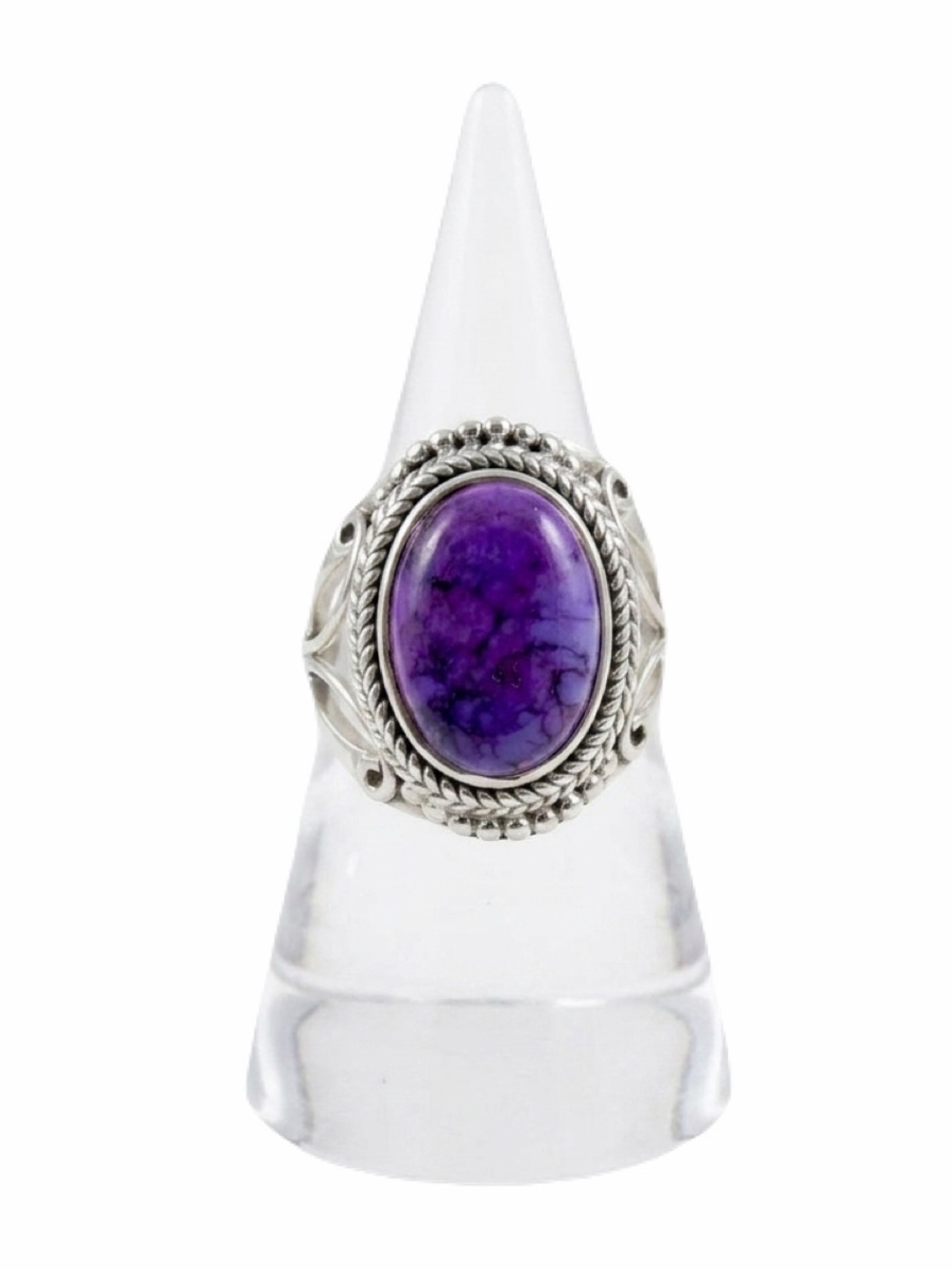 New Woman’s Natural Purple Turquoise Boho Handmade Sterling Silver Ring